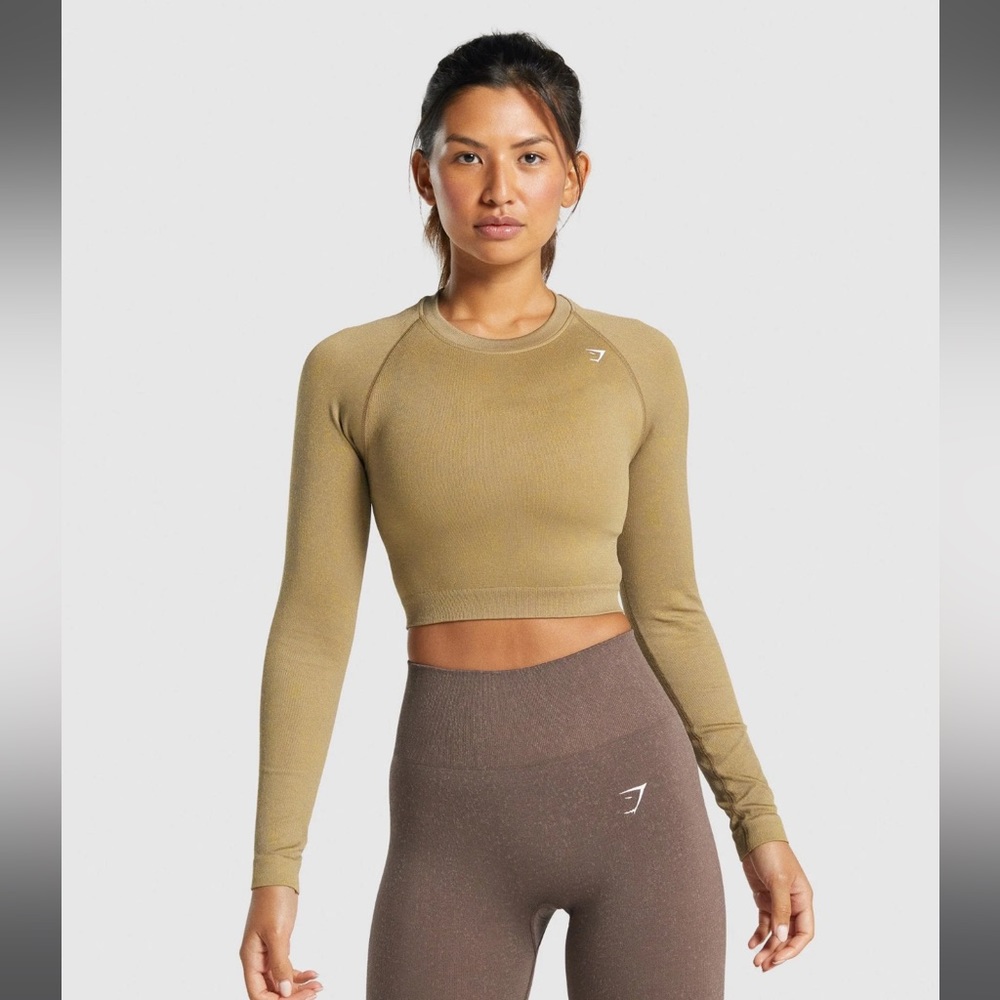 GYMSHARK ADAPT FLECK SEAMLESS LONG SLEEVE CROP TOP